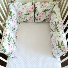 Premium pillow bumper- pink garden
