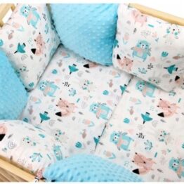 Premium Cotton bedding set with pillow bumpers- mint animals
