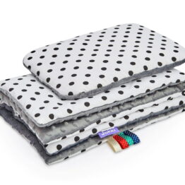 Minky blanket set-size 75x55cm/grey dots