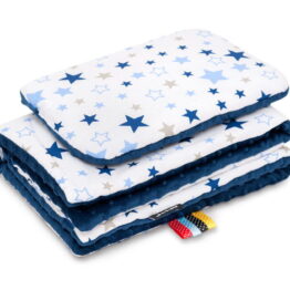 Minky blanket set-size 75x55cm/navy/blue stars