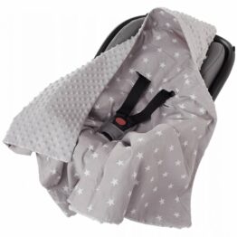 Lightweight car seat blanket- grey stars