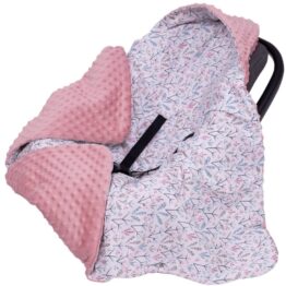 Warm Car seat blanket- meadow/retro pink