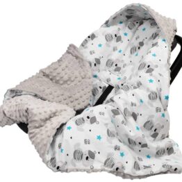 Warm Car seat blanket- grey teddies