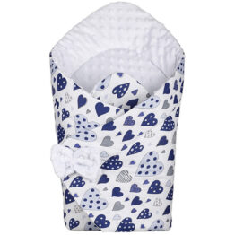 3in1 Baby Swaddle Wrap- blue hearts