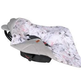 Car seat blanket/swaddle wrap- grey roses