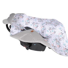 Car seat blanket/swaddle wrap- grey small roses