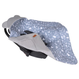 Car seat blanket/swaddle wrap- grey/navy forest
