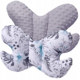 Butterfly pillow- grey/blue flowers