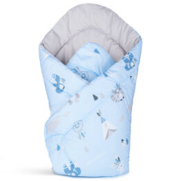 3in1 Cotton Baby Swaddle Wrap- blue indians