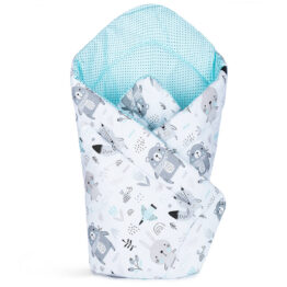 3in1 Cotton Baby Swaddle Wrap- mint teddies