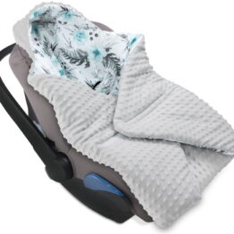Cosy car seat blanket- grey/blue flowers