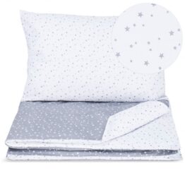 100% cotton bedding set- grey/white stars