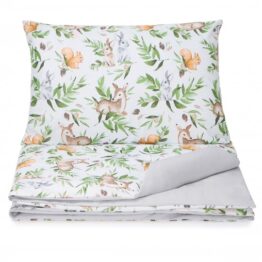 100% cotton bedding set- grey/fawn on leaves