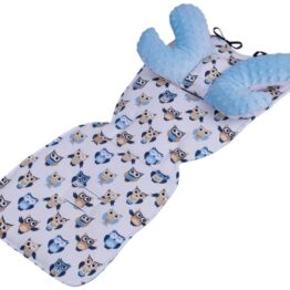 Buggy seat liner in 2- piece set- blue owls