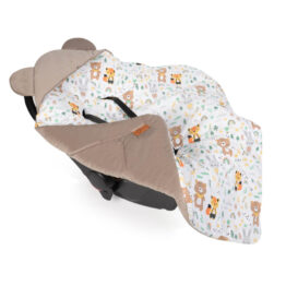 Car seat blanket/swaddle wrap- beige animals