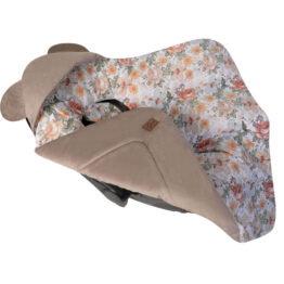 Car seat blanket/swaddle wrap- beige flowers