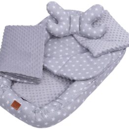 6- piece Baby Nest Set- grey/grey stars