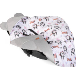 Car seat blanket/swaddle wrap- grey pinguins