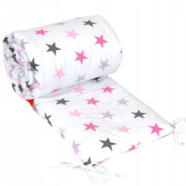 Cot bed bumper 210x30cm- pink stars