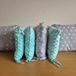 Premium pillow bumper- mint/mix stars